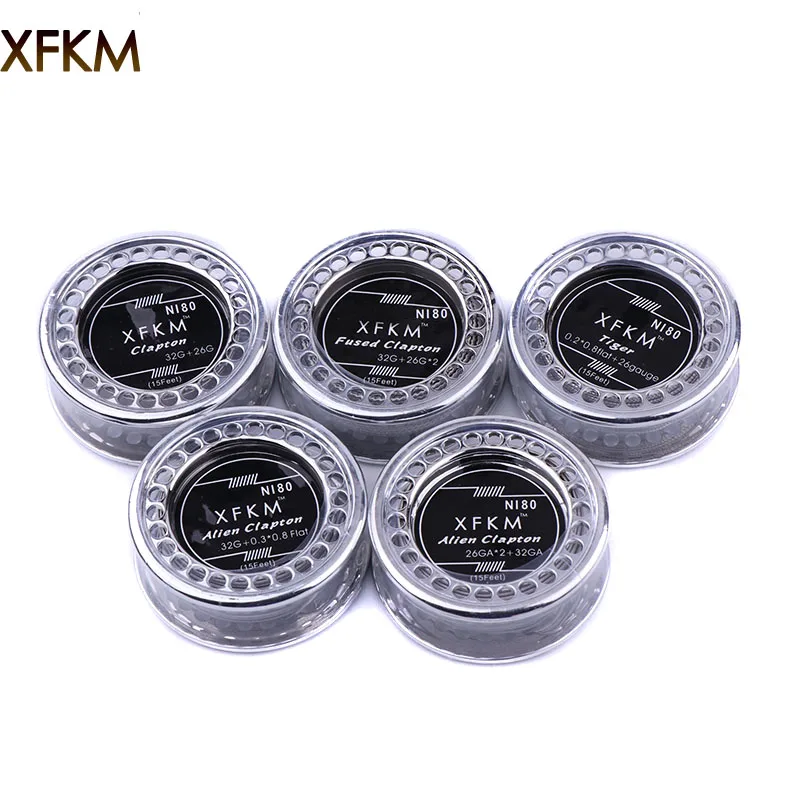 

XFKM 5m/roll NI80 tiger alien fused Clapton heating wire for RDA RBA RTA DIY Rebuildable Atomizer Coil Vaporizer coils