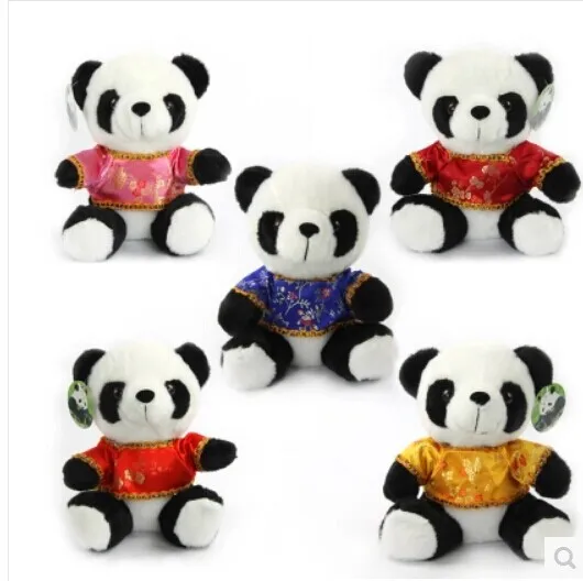 

free shipping ,18cm lovely panda with Chinese Tang suits plush toys one lot/ 12 pieces toys,birthday gift,Christmas gift w8806