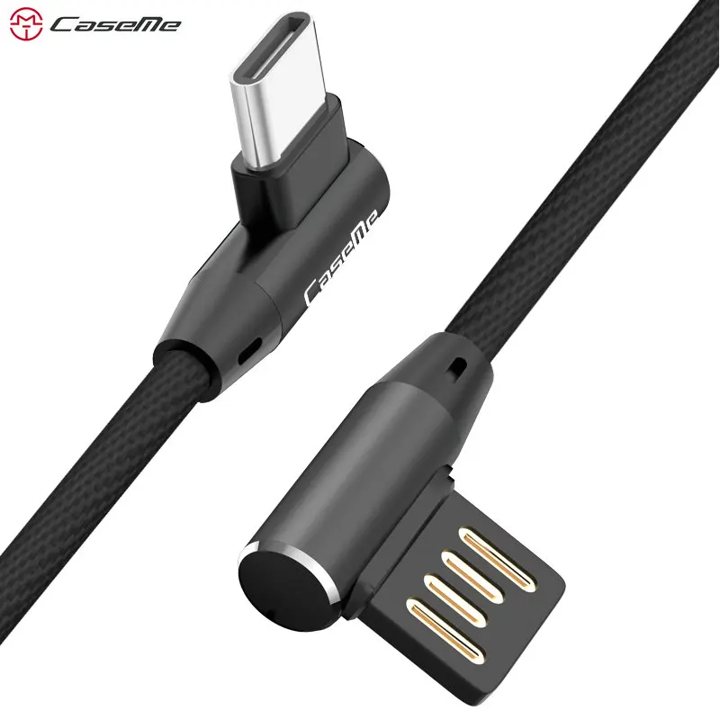 

CaseMe Type-C Cable For Huawei P9 P10 P20 Pro 90 Degree Double Data Line Fast Charging Durable Elbow Cable For Samsung Galaxy