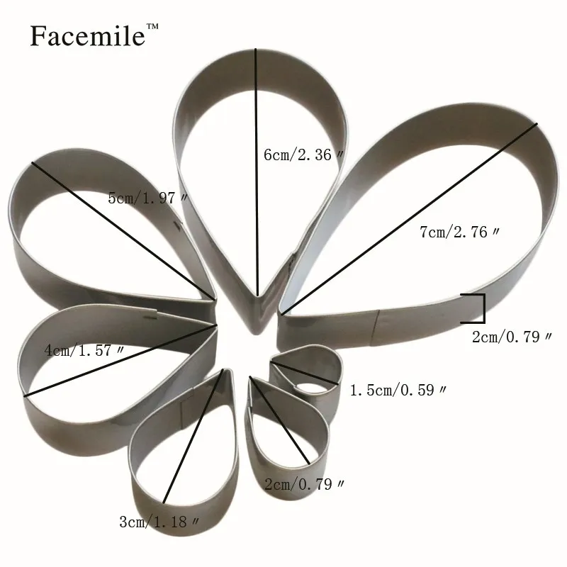 7 шт./компл. Нержавеющая сталь Роза лепесток нож для торта и печенья пресс-форма для выпечки печенья помадка для бисквита резак 52111
