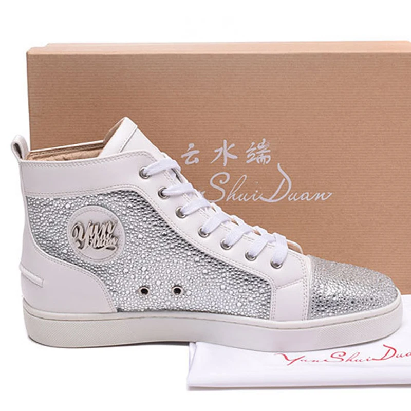 

Zapatillas Deportivas Mujer Glitter Studded Crystal Flats Leather Espadrilles Basic Lace-Up Round Toe Shoes Thick Sole Men Shoes