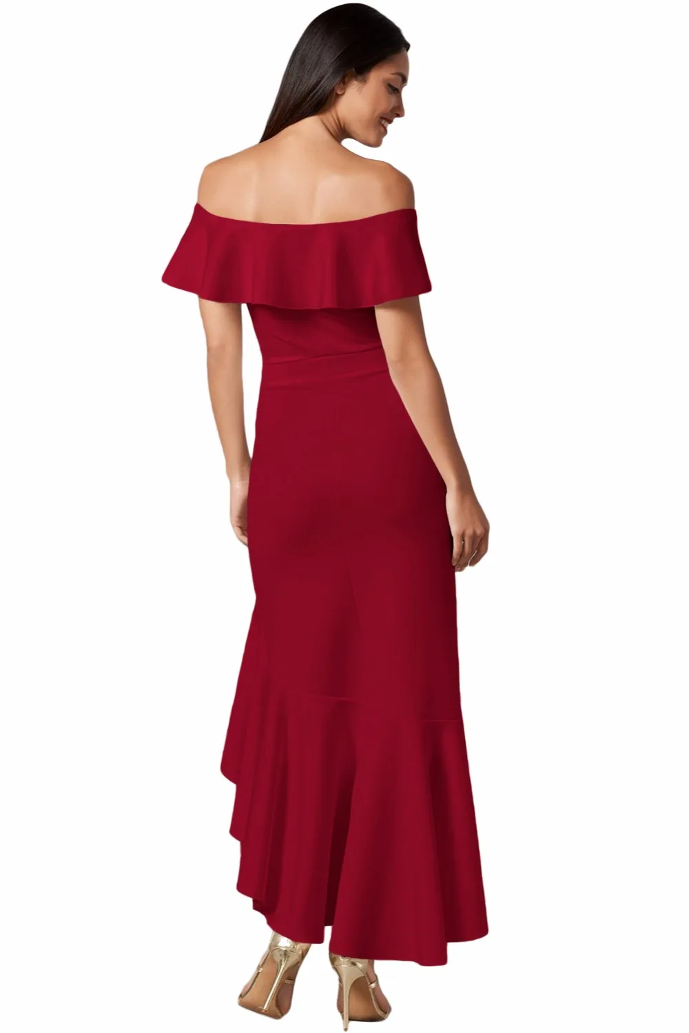Burgundy-Ruffled-Off-Shoulder-High-Low-Mermaid-Dress-LC610351-3-2