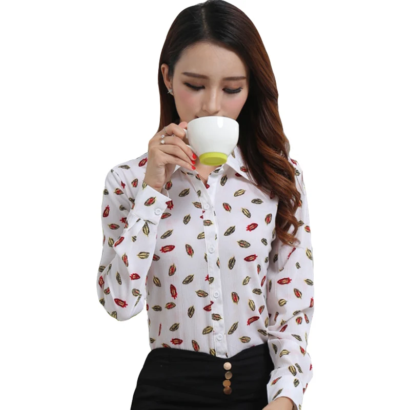 spring summer polyester turn down collar printed long sleeve blouse spring summer polyester turn down collar printed long sleeve blouse