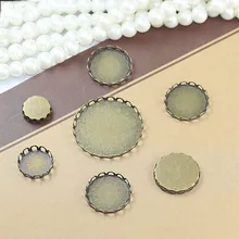 Cabujones de cristal con borde de encaje para 20 piezas, cabujones de ajuste de 10mm, 12mm, 14mm y 20mm, Material de cobre, ajuste de joyería