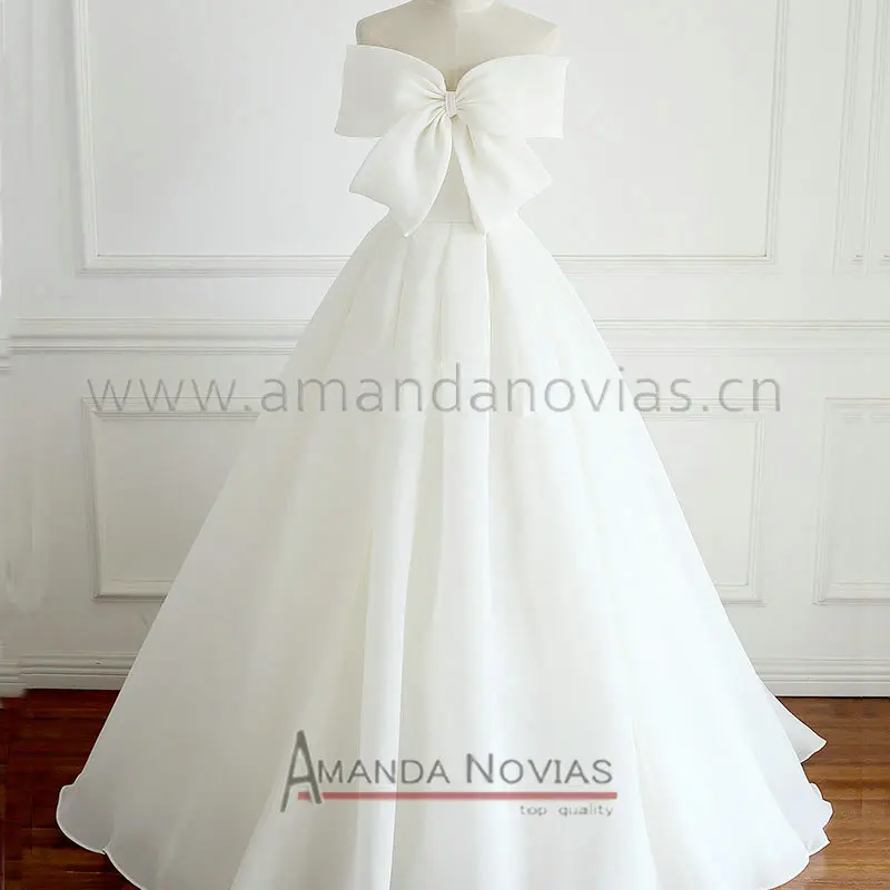 

Bow Flower Organza Backless bridal vestido de noiva robe de mariage vestido de noiva curto 2017 Customize