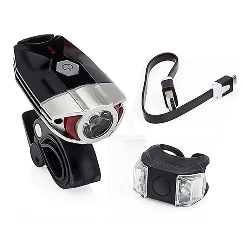 Rechargeable LED USB Mountain Bike bulb Cycling Waterproof Rechargeable Bike Bicycle Front Light Lamp+Safety Rear Light M20