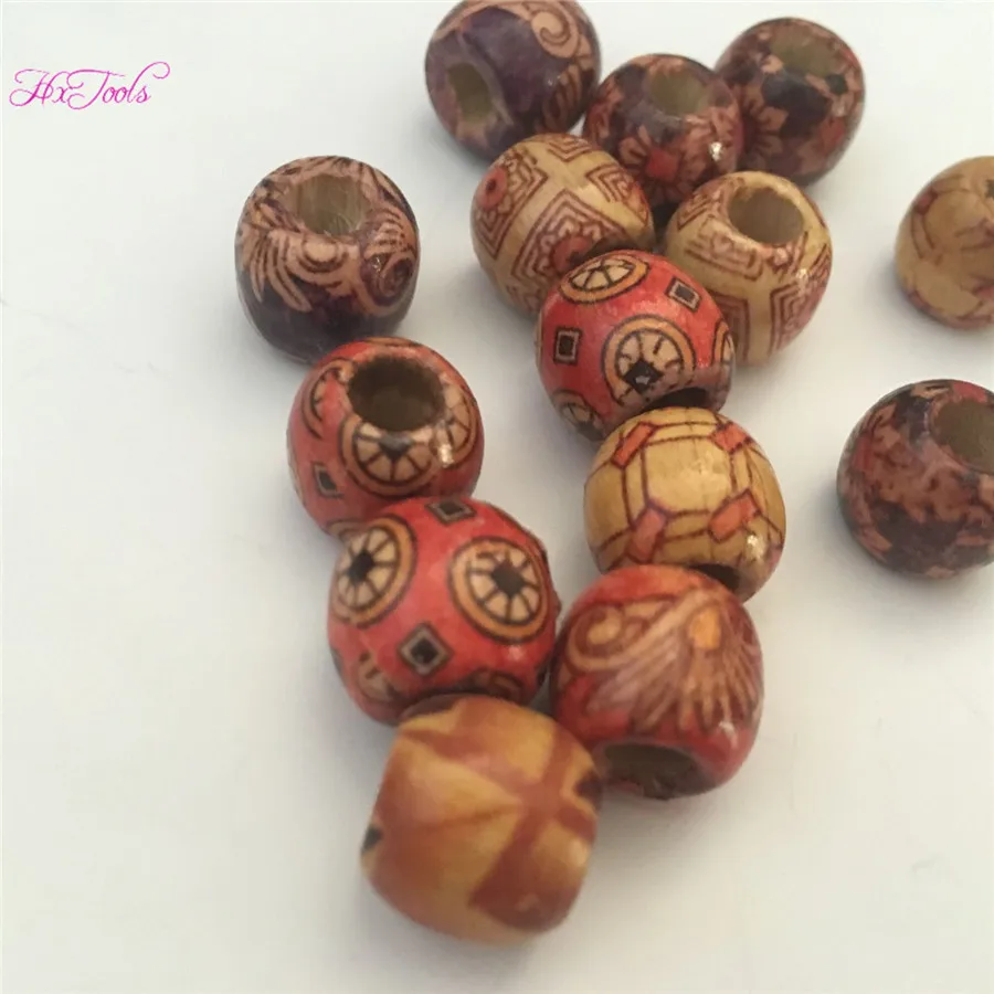 50Pcs Dreadlock Bead Wooden Hair Beads for Braiding Hair  Big Hole Dreadlock Bead/Ring For Braiding Hair Extension