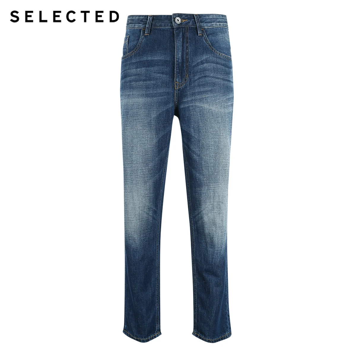 SELECTED Loose leisure washed chopped jean pantsC|418232517