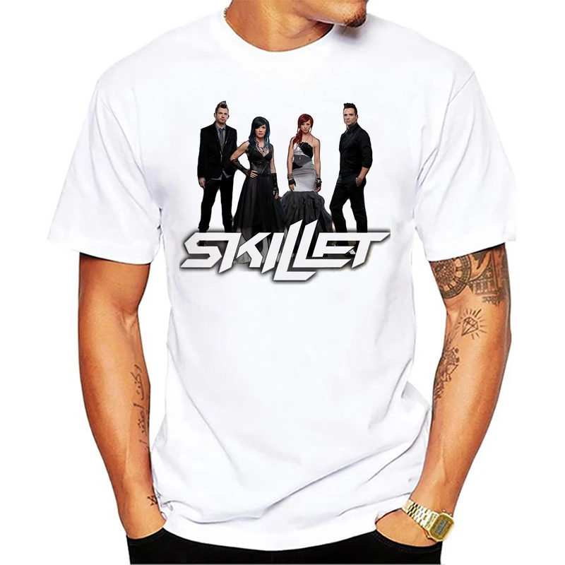 

Skillet Rock Band T-shirt White New O-Neck Fashion Casual High Quality Print T Shirt Summer Men Clothing Print Tee Shirts