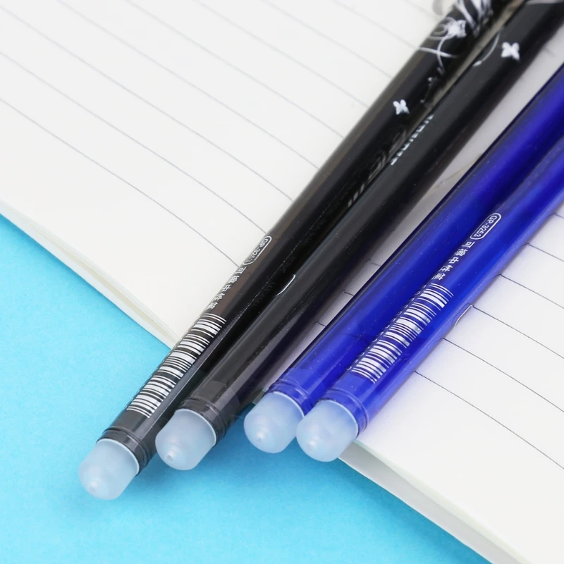 NoEnName_Null высокое качество Пластик 1 компл./12 шт. 0,38 мм стираемая гелевая ручка с синий черный заправки школьные канцелярские принадлежности