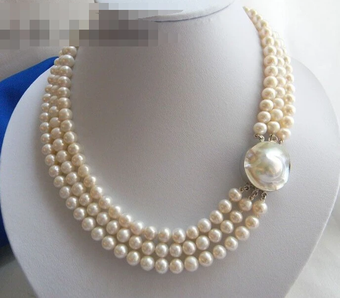 

FREE SHIPPING>>>@@ > 0722 Round White Freshwater Pearl r Mabe Necklace