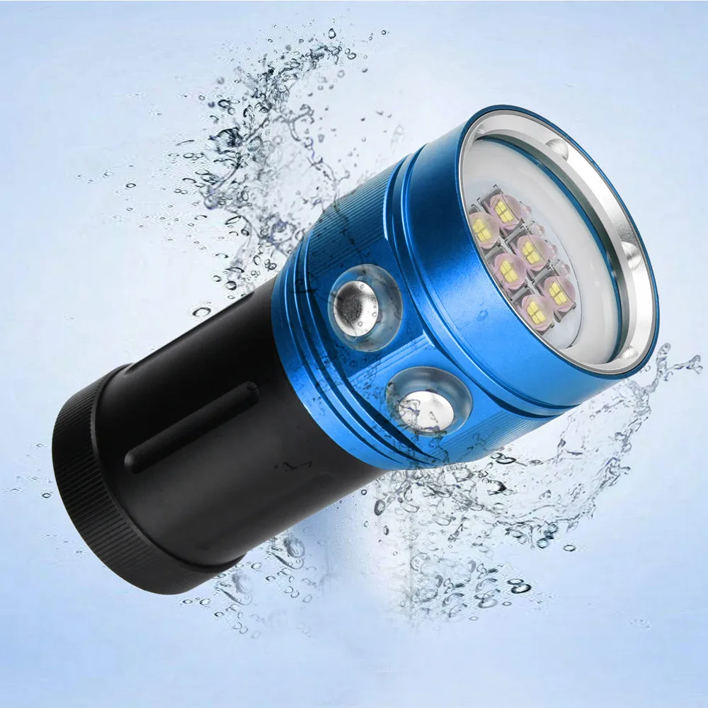 

Diving Flashlight Light Torch Photography 100M Underwater 4x Red 4x purple LED Searchlight Waterproof Work Hunting Spotlight