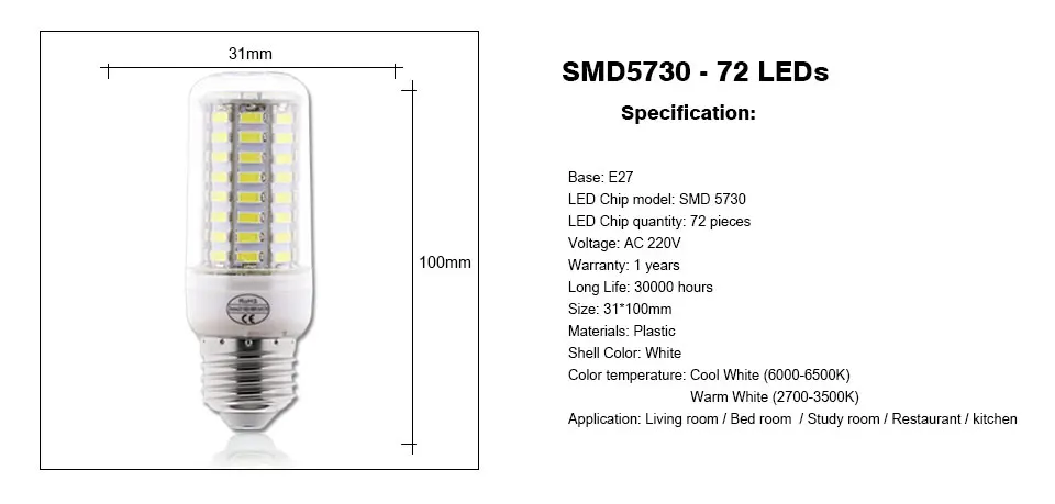 YNL лампада светодиодный светильник E27 220 В 24 36 48 56 69 72 96 Светодиодный s ампулы светодиодный кукурузная лампа SMD 5730 Bombillas светодиодный лампы домашняя люстра огни
