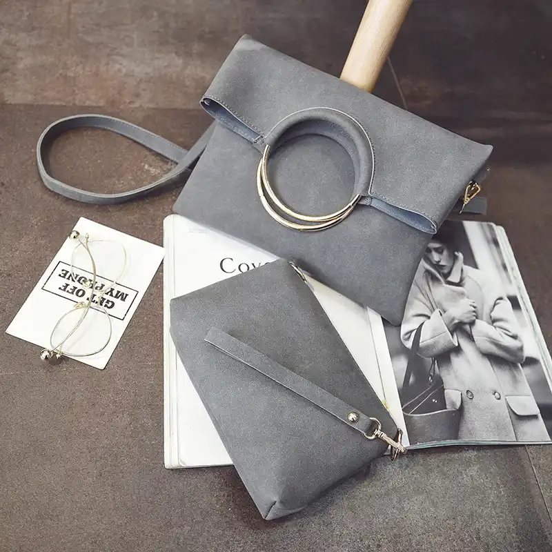 2 шт. женские сумки из ПУ кожи с металлическим кольцом|leather women bag|fashion bagswomen bag |