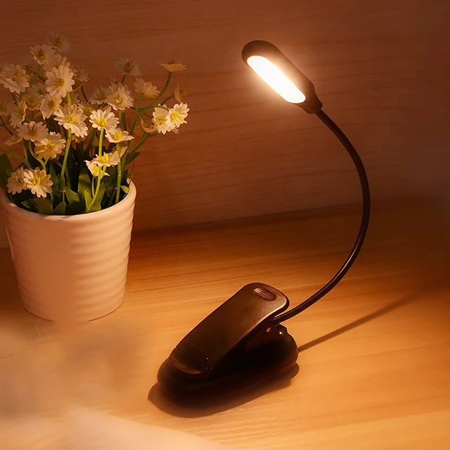Black Night LED Flexible Rechargeable Clip Lamp Book Light Eye Protection Reading Ligh Student
