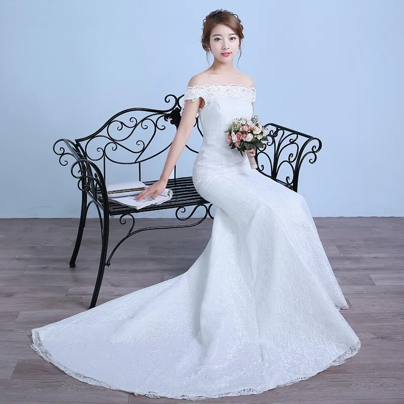 2016 New Arrived Fashion Boat Neck Mermaid Wedding Dress Vintage Turmpet Bride Gown Dresses Fashion robe de mariage WD2844 (2)