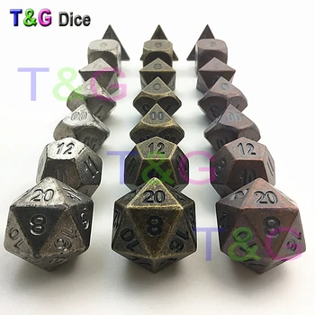 

T&G TOP Quality Hot Sale Metal Dice set d4 d6 d8 d10 d% d12 d20 for Board Games Rpg Dados jogos dnd as gift