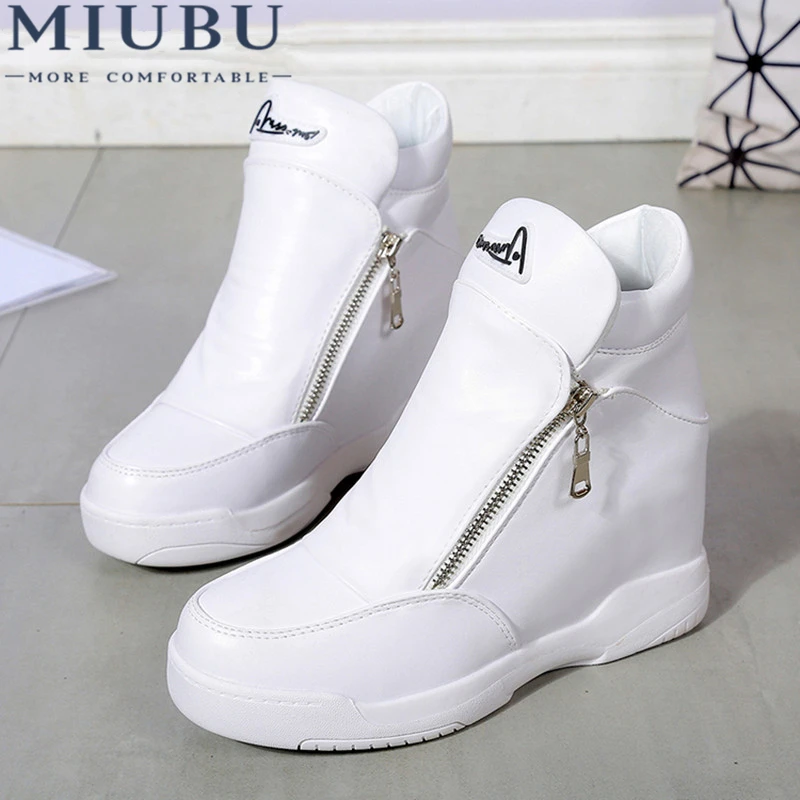 MIUBU/женские кроссовки на платформе визуально увеличивающие рост Tenis Feminino Черная