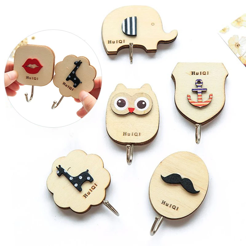 木製の漫画ハンガーキーホルダー壁フックコートタオルハンガーかわいい動物壁掛けフックミニマリストの家の装飾オーガナイザー フック レール Aliexpress