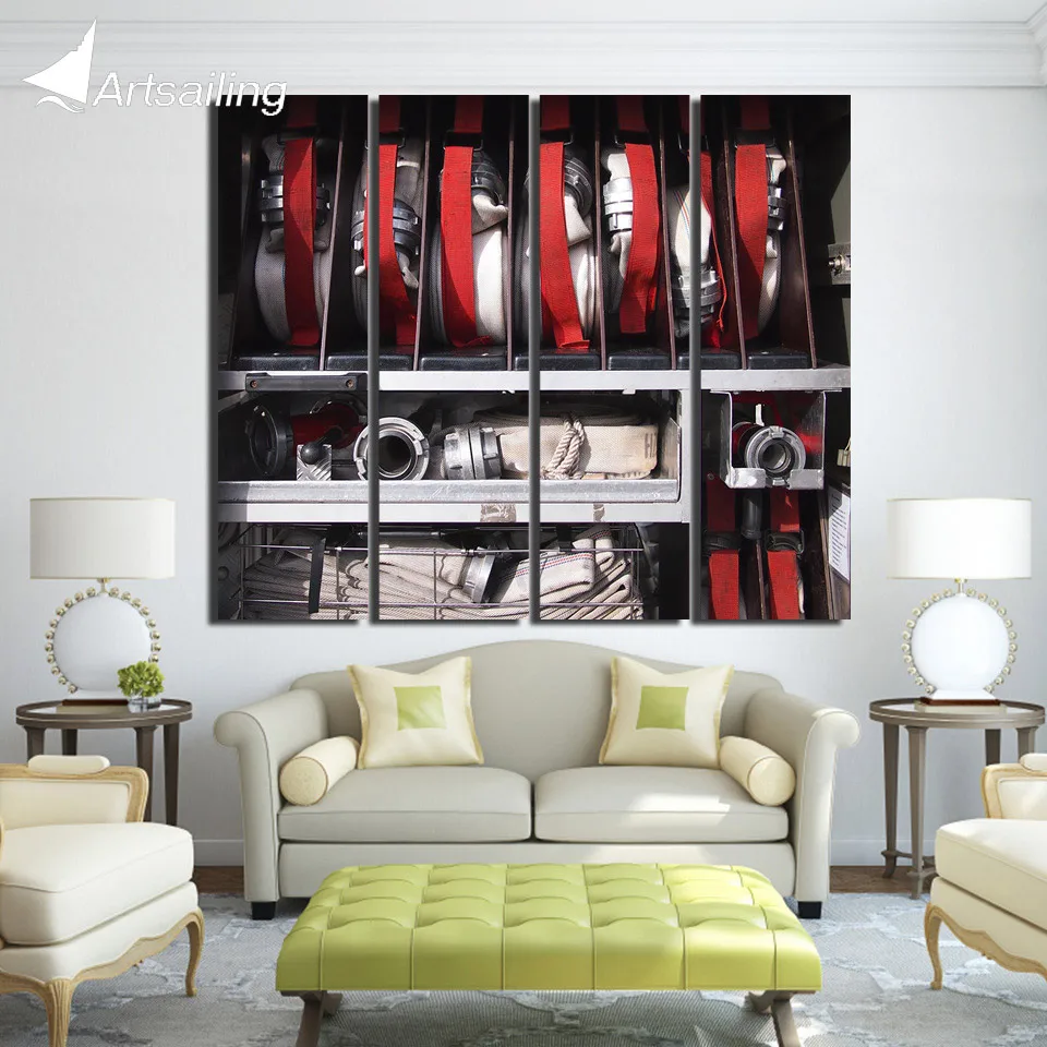 

4 piece Printed Fire extinguisher Canvas Painting home decor framed panel paintings wall art canvas print Free shipping/up-1326B