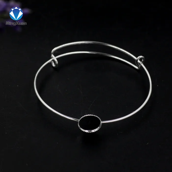 

MINGXUAN 5pcs Fit 12mm Anil Arjandas Bracelet Settings Silver Plated Adjsutable Bangle Cabochon Base Blank Cabochon DIY Bracelet