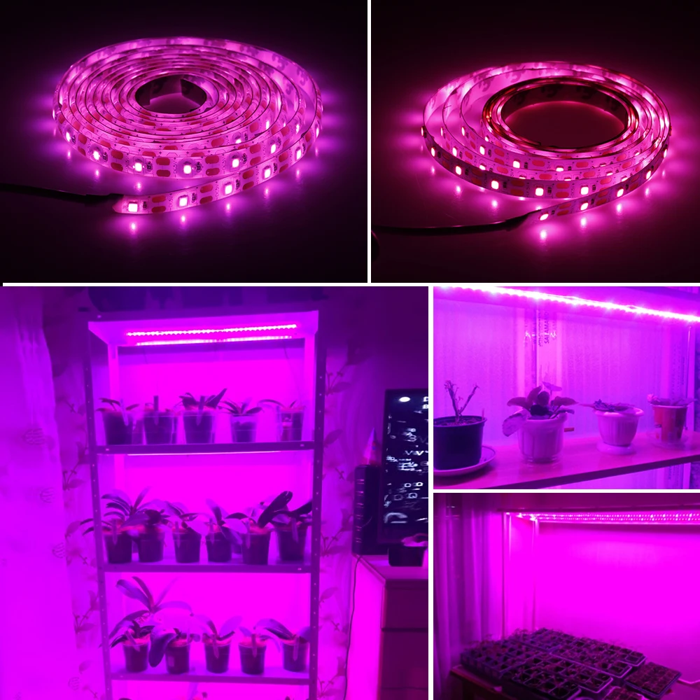 Светодиодный светильник для выращивания, полный спектр, USB, светильник для выращивания, полоса 0,5 м, 1 м, 2 м, 2835 Чип, светодиодный фито-светильник для растений, цветов, теплицы, гидропоники