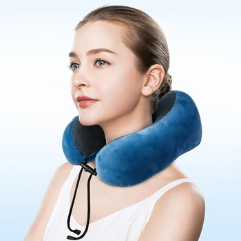 

Neck Protective Travel Accessories, Ultra Comfort Memory Foam and Super Soft Cover Built-in Mobile Phone Packaging Storage Bag