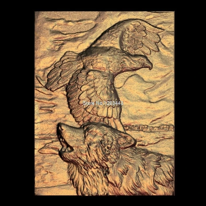 4 шт. 3d модель Panno_eagle_wolf рельефом для ЧПУ формат STL рельефная животных фрезерный