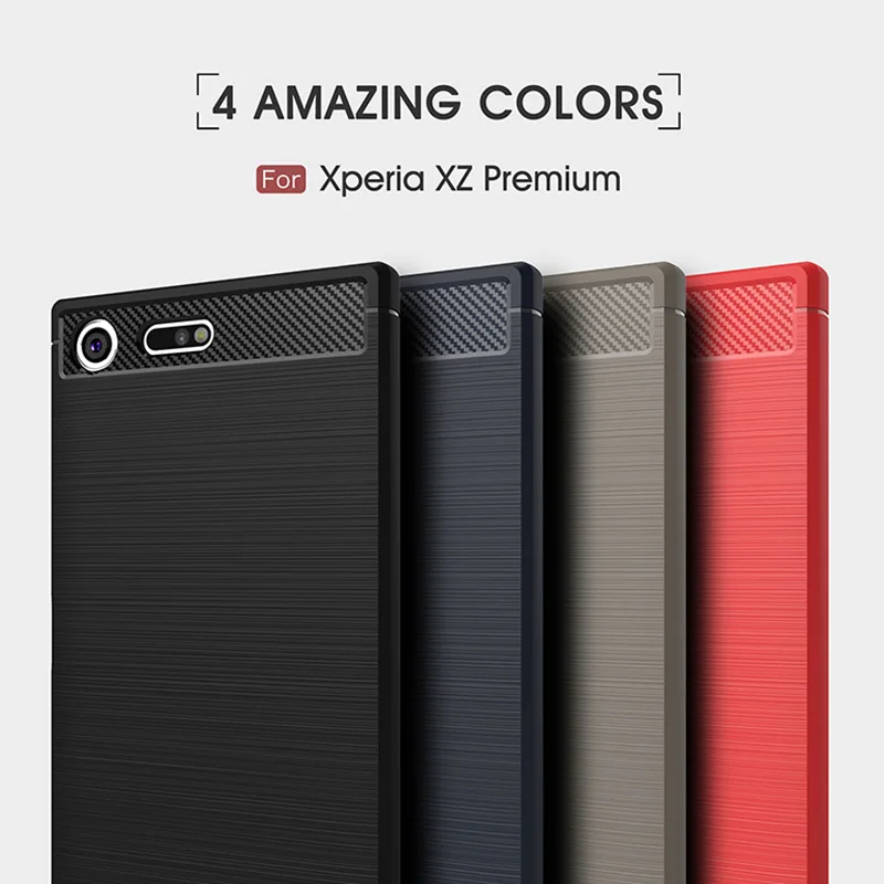 

1Pcs Luxury Mobile Phone Cases for SONY Xperia XZ Premium Silicone Drop Protection Gel carbon fiber Soft Shell