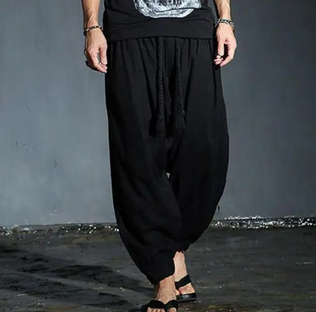 

S-6XL HOT 2019 Spring Men's New Fashion Personality Large size casual linen tide radish pants retro low-grade pants harem pants