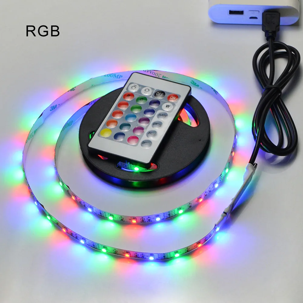 USB 5 В светодиодный RGB лента с пультом для кухни светодиодный светильник 1 м-5 м Светодиодная лента ТВ фоновое освещение настольные украшения - Цвет: RGB with Remoter