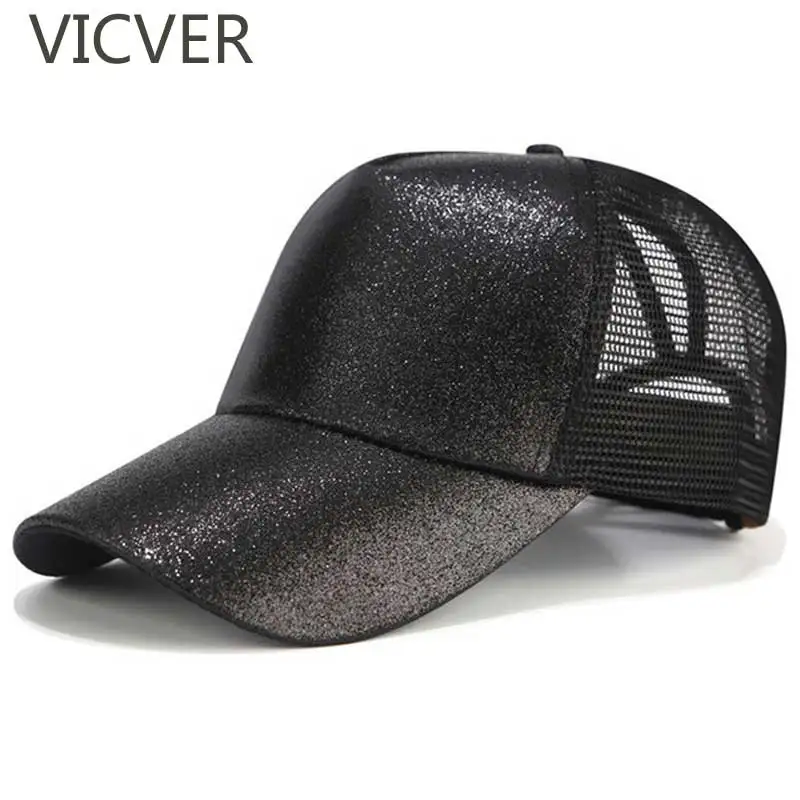 

2019 Glitter Ponytail Baseball Caps For Kids Summer Hats Girls Hip Hop Cap Children Snapback Mesh Hat Fashion Messy Bun Caps