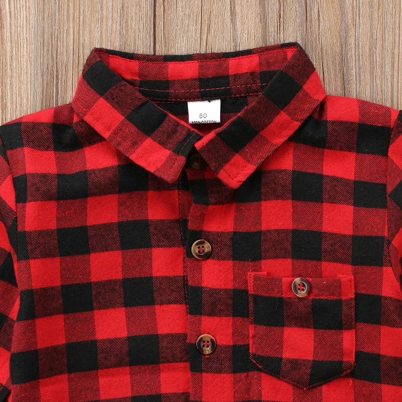 Новая модная одежда для маленьких мальчиков красная клетчатая футболка с длинными рукавами и надписью на спине футболка, блуза, детская одежда От 1 до 7 лет