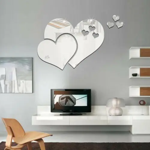 

Family Wall Stickers Hearts Mirror Wall Sticker DIY Art Mural Home Room Bedroom Living RoomDecoration