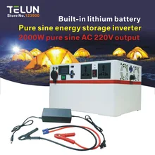 TELUN peak 2000W 1000W DC 12V to AC 220V 200000mAh 65Ah pure sine inverter Internal battery