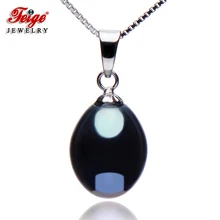 

Natural Black Freshwater Pearl Pendants Fine Jewelry 8-9mm Rice shape 925 Sterling Silver Necklace for Women Pendant No Flaws