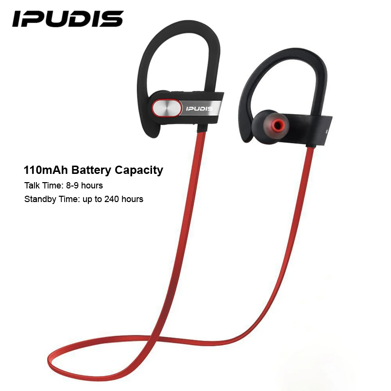 IPUDIS Sports Ear Hook Wireless Earphone Nano Coating Waterproof Bluetooth Earbuds with MIC 110mAh
