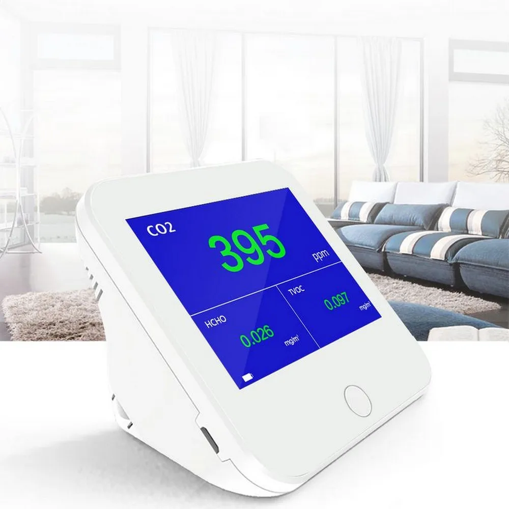 

Digital Air Quality Detector Indoor Outdoor Formaldehyde HCHO TVOC Tester CO2 Meter Monitor Tester with Rechargeable Battery