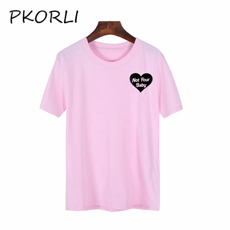 Pkorli Not Your Baby T Shirt Women Funny Letters Printed Pink Graphic ...