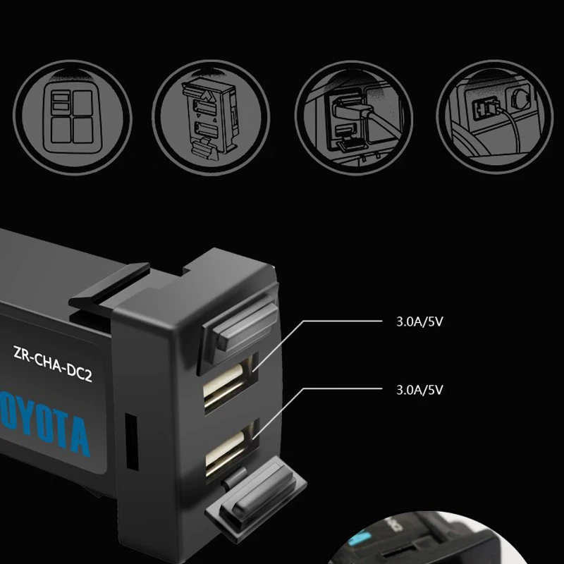 Автомобильный интерфейс двойной USB зарядное устройство разъем адаптер и USB аудио вход Разъем для TOYOTA Corolla Auris Lewin Camry Reiz RAV4