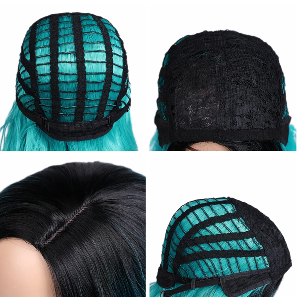 FAVE короткие натуральные волнистые волосы парик смешанный черный синий Жаростойкие Волокна синтетический парик для черный/белый Америка женщин косплей