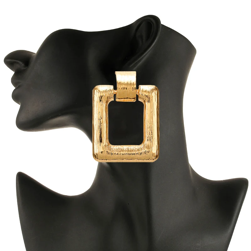 Винтажные серьги для женщин золотого цвета Геометрическая текстура металлическая подвеска серьги Модные ювелирные изделия - Окраска металла: 11jin