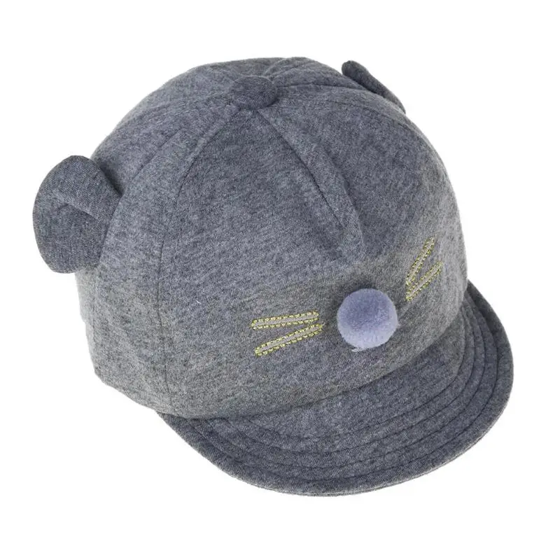 Новинка года; милая детская шляпа с рисунком кота; детская бейсбольная кепка для мальчиков и девочек; шляпа от солнца; детская теплая спортивная шапка Кепка - Цвет: Светло-серый