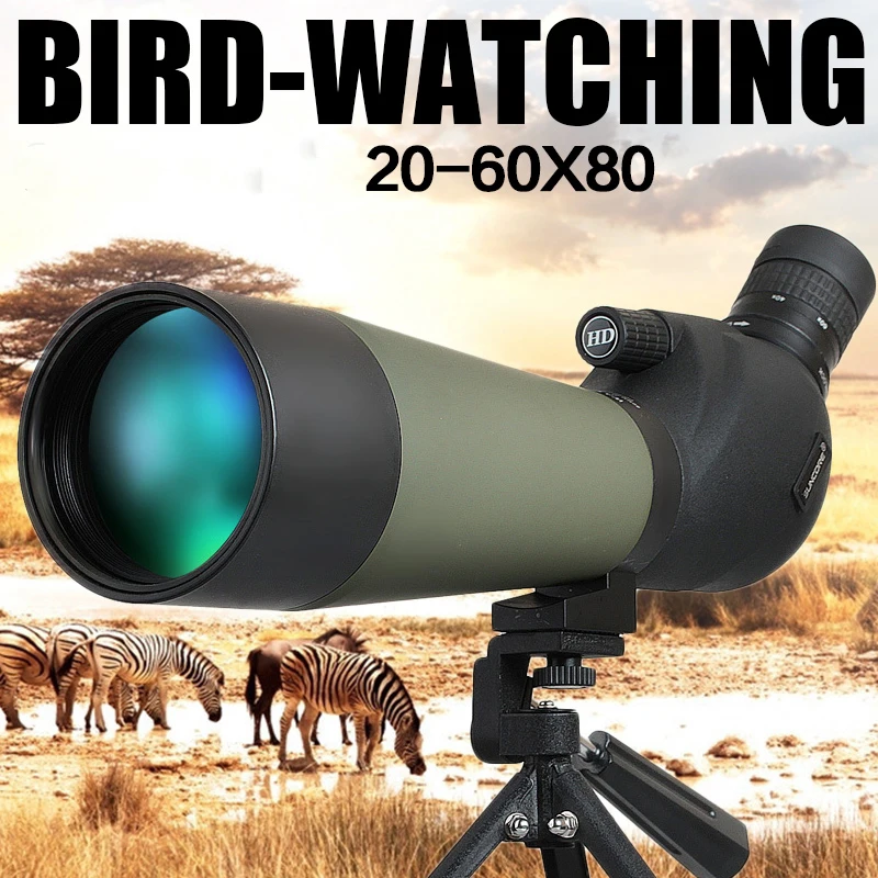 New 20-60X80 Hunting Scope Monocular Single Hand Focus Spotting Scopes For Birdwatching with tripod professional spotting scope with portable tripod hd monocular telescope 12 36x50 spotting scopes for hunting birdwatching