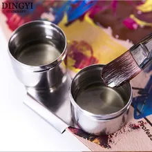 Alta qualidade pintura paleta pote de óleo único buraco duplo dipper metal pintura paleta desenho ferramentas escola arte pintura suprimentos