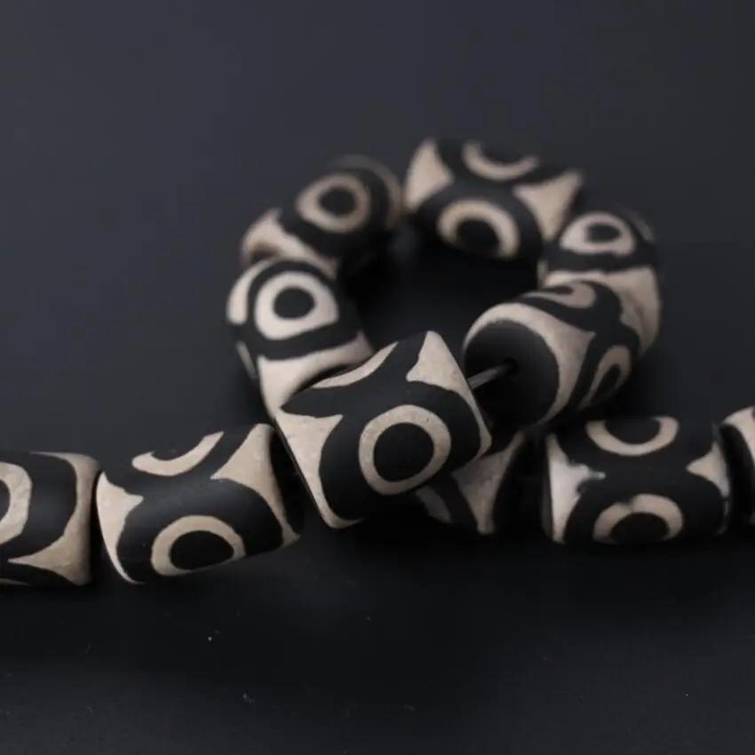 2Strands/Lot,15x20mm Natural Tibetan Onxy Vintag Eye Dzi Tube Cylinder Spacer Beads Wholesale,Bracelet Necklace Jewelry Making