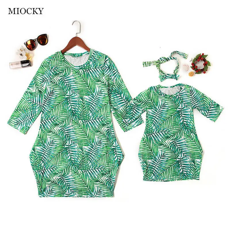 NASHAKAITE-Mother-daughter-dresses-Fashion-Green-Leaf-Printed-Sundress-With-Headband-Mommy-and-me-clothes-Mom.jpg_640x640