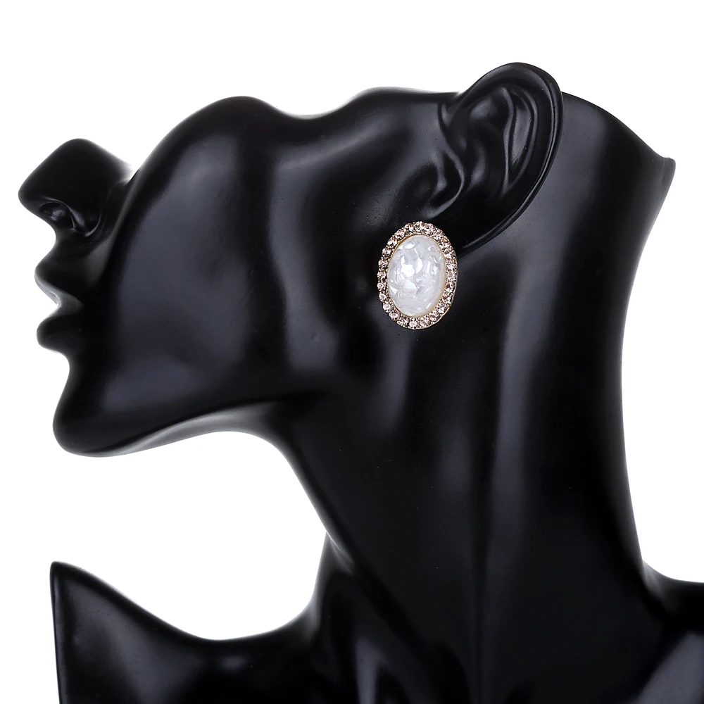 Новые модные бутиковые овальные высококачественные Кристальные серьги-гвоздики для женщин, круглые стразы,, XY-E550