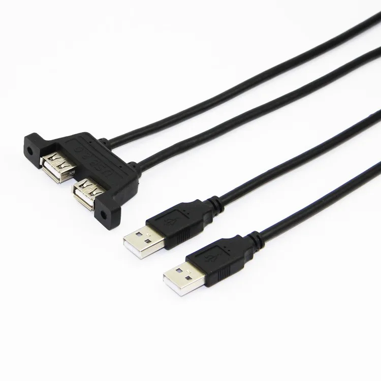 Bochara двойной USB 2,0 папа-двойной USB 2,0 Женский USB 2,0 кабель-удлинитель с винтовым креплением на панель папа-мама 30 см 50 см