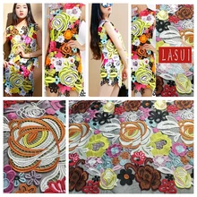 1 ярд/Лот Многоцветный утолщенной органзы шифрование вышивка цветок кружево ткань жесткий платье DIY довольно великолепные 0033